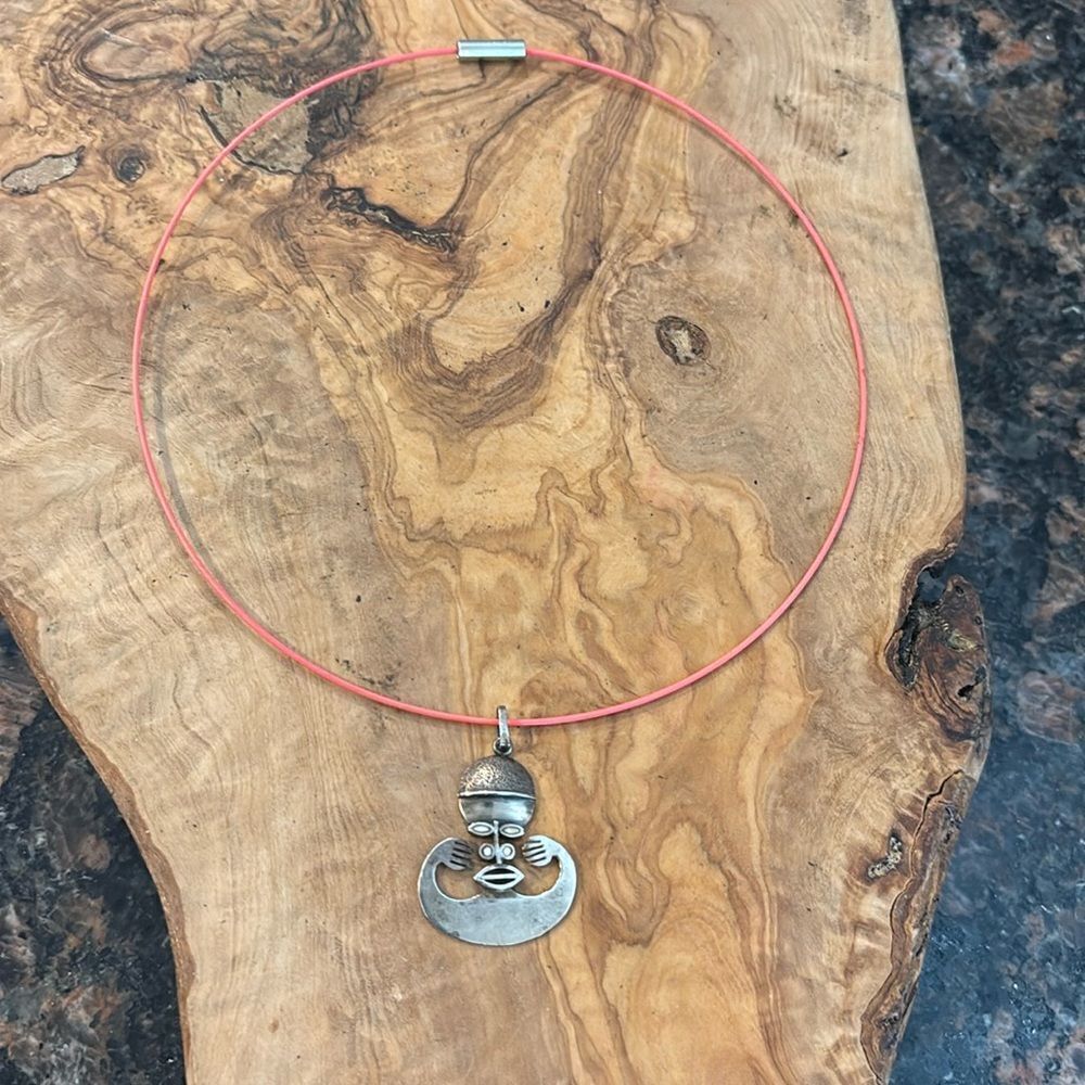 Unmarked Sterling Silver Mask Pendant